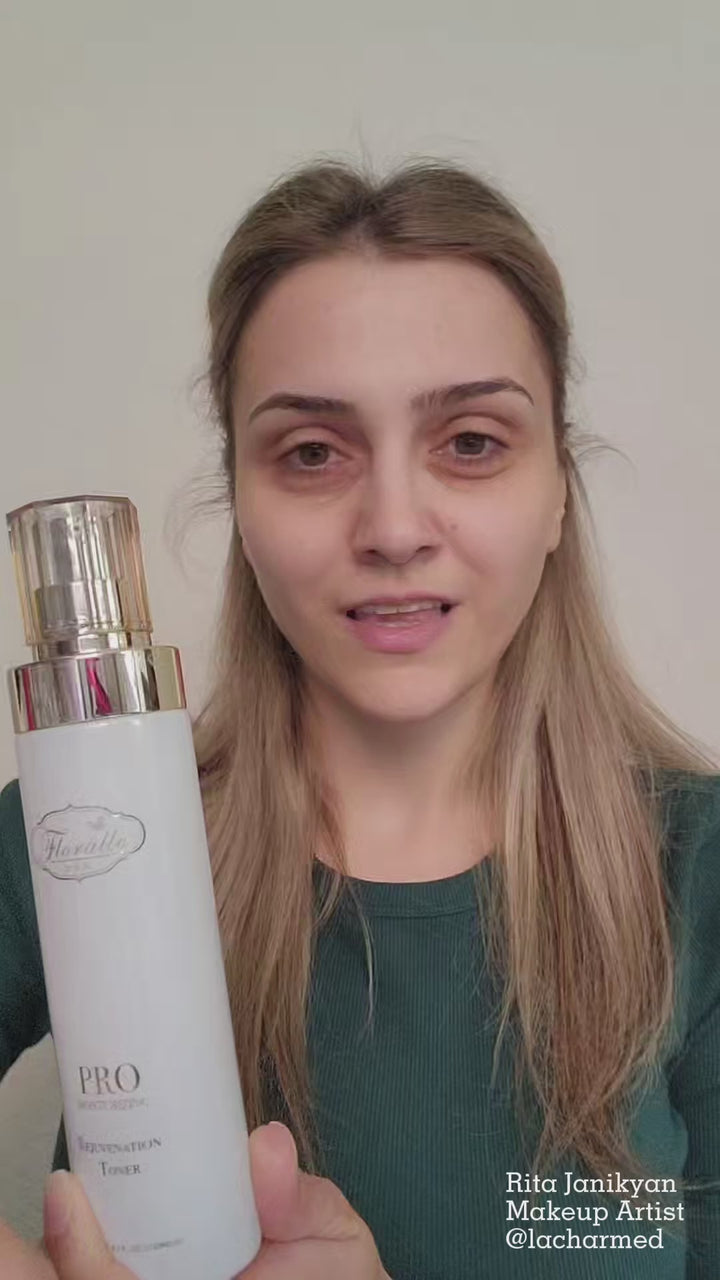 Makeup artist Rita Janikyan showcases her skincare routine using the Floralla PRO Moisturizing Rejuvenation Collection.